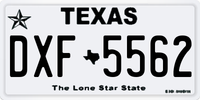 TX license plate DXF5562