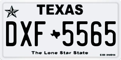 TX license plate DXF5565