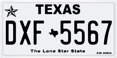 TX license plate DXF5567