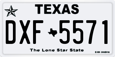 TX license plate DXF5571