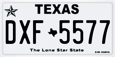 TX license plate DXF5577