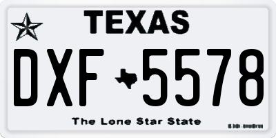 TX license plate DXF5578