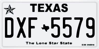TX license plate DXF5579