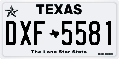 TX license plate DXF5581