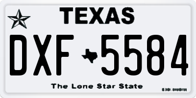TX license plate DXF5584