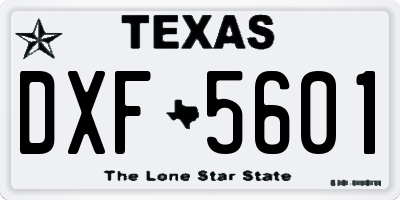 TX license plate DXF5601