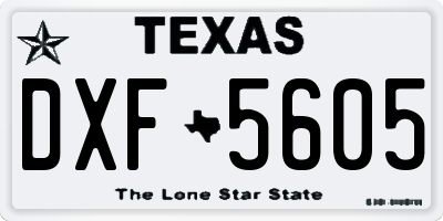 TX license plate DXF5605
