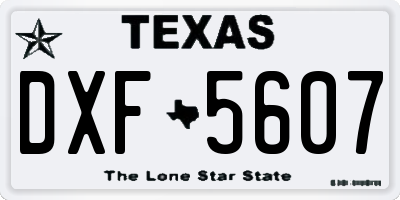 TX license plate DXF5607