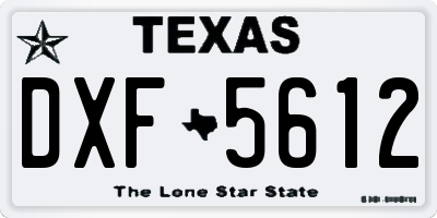 TX license plate DXF5612