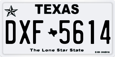 TX license plate DXF5614