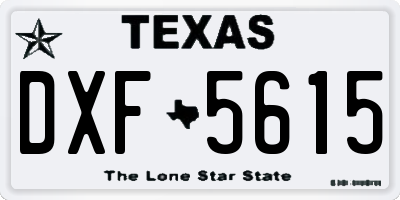 TX license plate DXF5615
