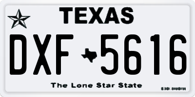 TX license plate DXF5616