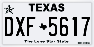 TX license plate DXF5617