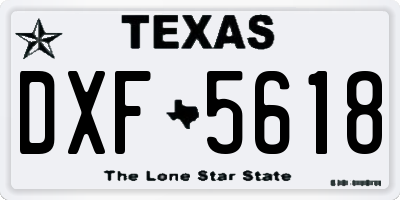 TX license plate DXF5618
