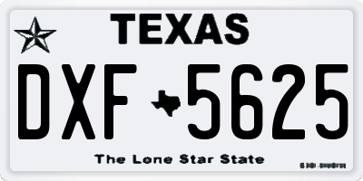 TX license plate DXF5625