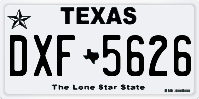TX license plate DXF5626
