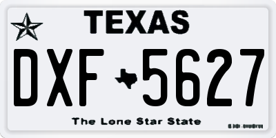 TX license plate DXF5627