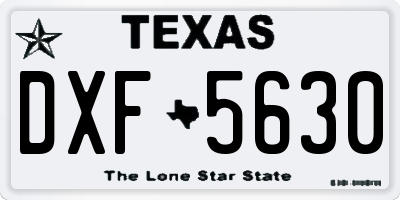 TX license plate DXF5630