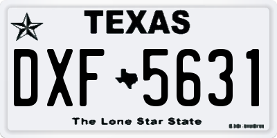 TX license plate DXF5631