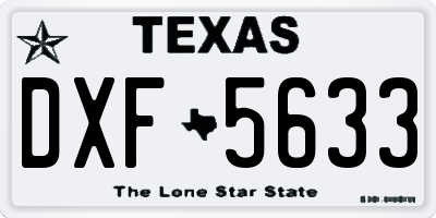 TX license plate DXF5633
