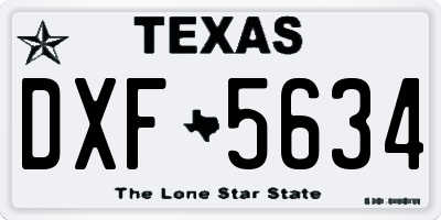 TX license plate DXF5634