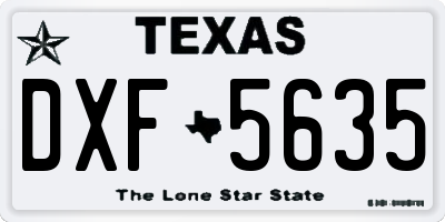 TX license plate DXF5635