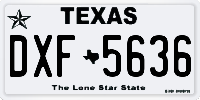 TX license plate DXF5636