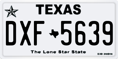 TX license plate DXF5639