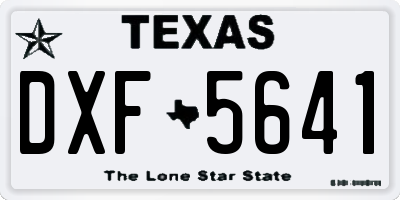 TX license plate DXF5641