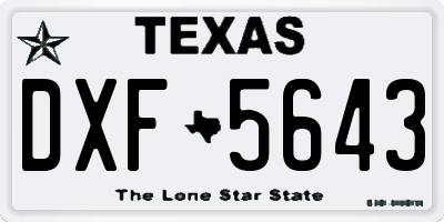 TX license plate DXF5643