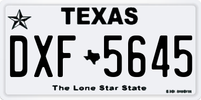 TX license plate DXF5645