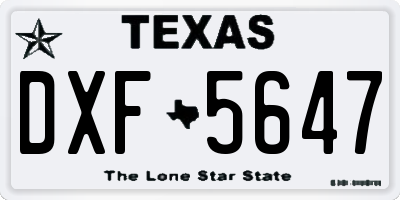 TX license plate DXF5647