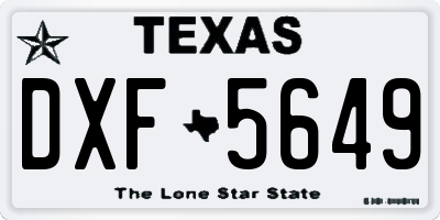 TX license plate DXF5649