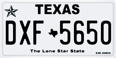TX license plate DXF5650