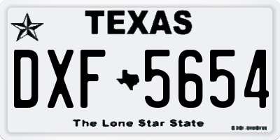TX license plate DXF5654