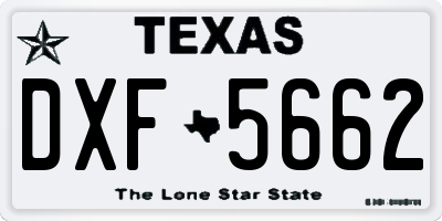 TX license plate DXF5662