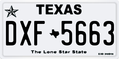 TX license plate DXF5663