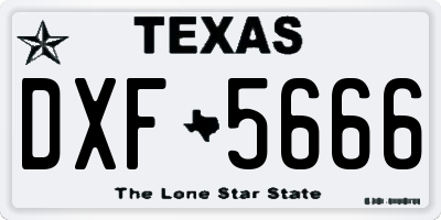 TX license plate DXF5666