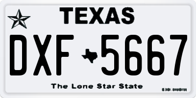 TX license plate DXF5667