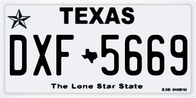 TX license plate DXF5669