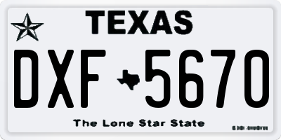 TX license plate DXF5670