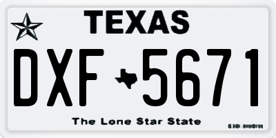 TX license plate DXF5671