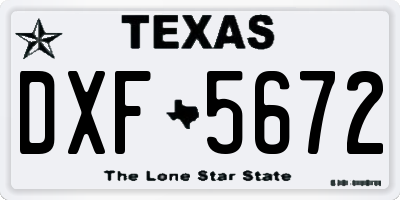 TX license plate DXF5672