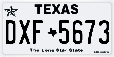 TX license plate DXF5673