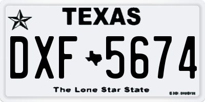 TX license plate DXF5674