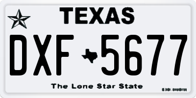 TX license plate DXF5677