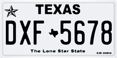 TX license plate DXF5678
