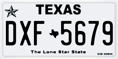 TX license plate DXF5679