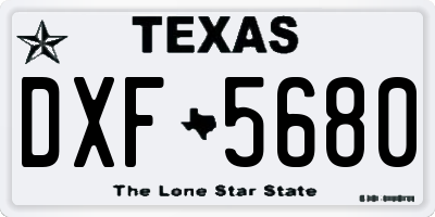 TX license plate DXF5680