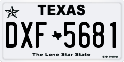 TX license plate DXF5681